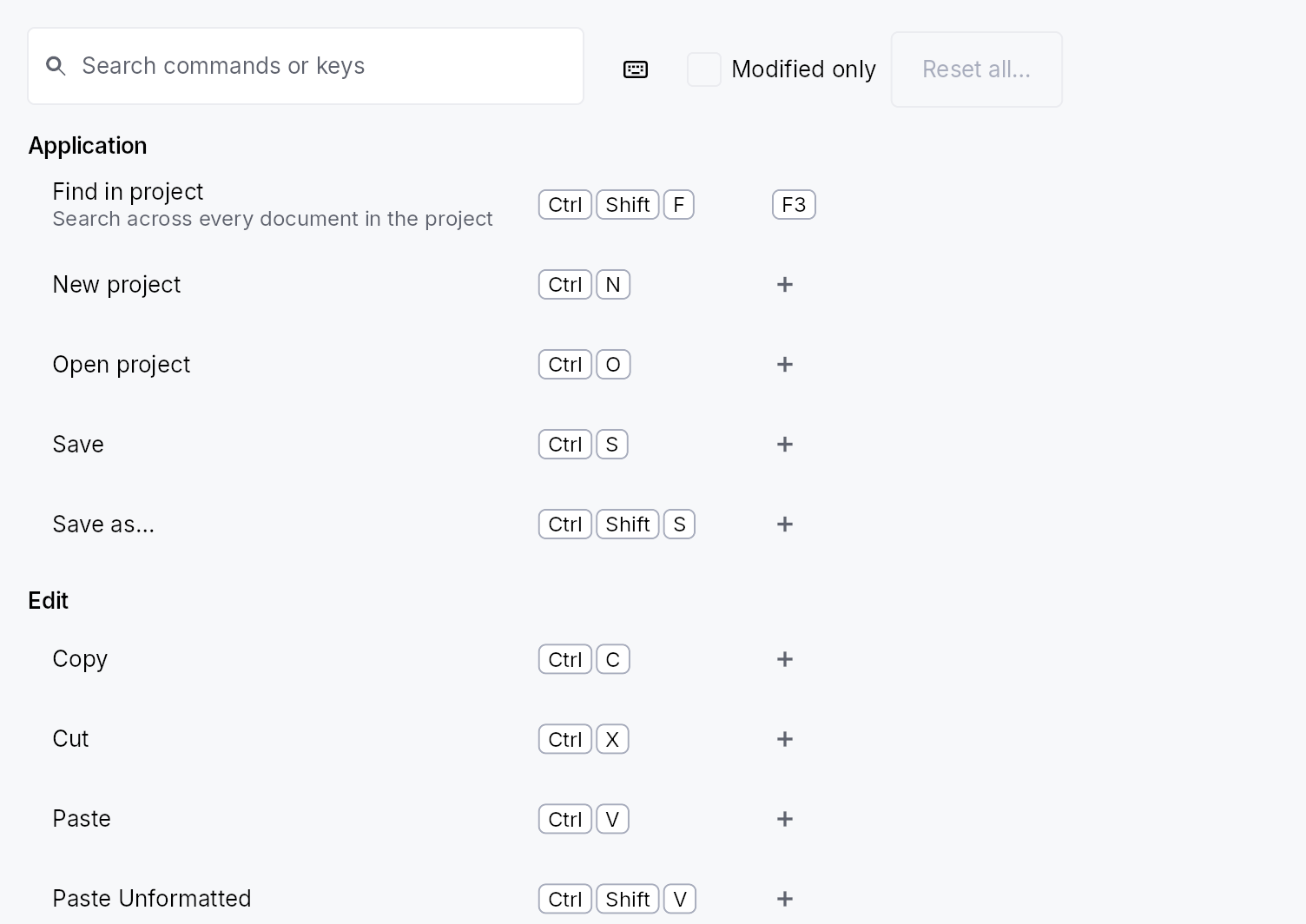 ShortcutSettings at Touch density